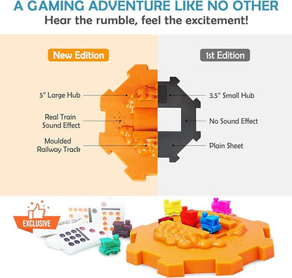 Yinlo Mexican Train Dominoes Set, Double 12 Dominoes Set: Colorful Dot Pips, Real Train Sound Effect Hub, Score Pad and 9 Colorful Trains, 91 Tiles Domino Game Set