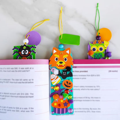 Winlyn 36 Sets Halloween Crafts Kits Holiday Fall Kids Crafts DIY Halloween Bookmarks Ornaments Art Sets Bats Monster Ghost Foam Stickers Arts and Crafts for Kids Classroom Activities Party Favors
