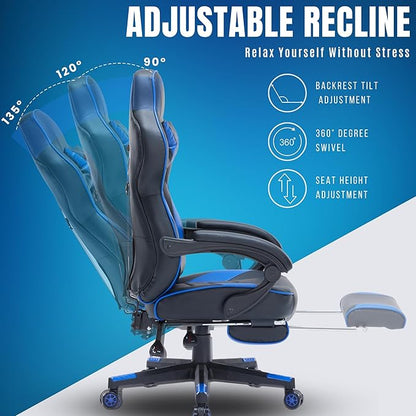 Gaming Chair High Back Ergonomic Racing Computer Desk with Comfortable Lumbar Support and Headrest Girl Gamer Height Adjustable
