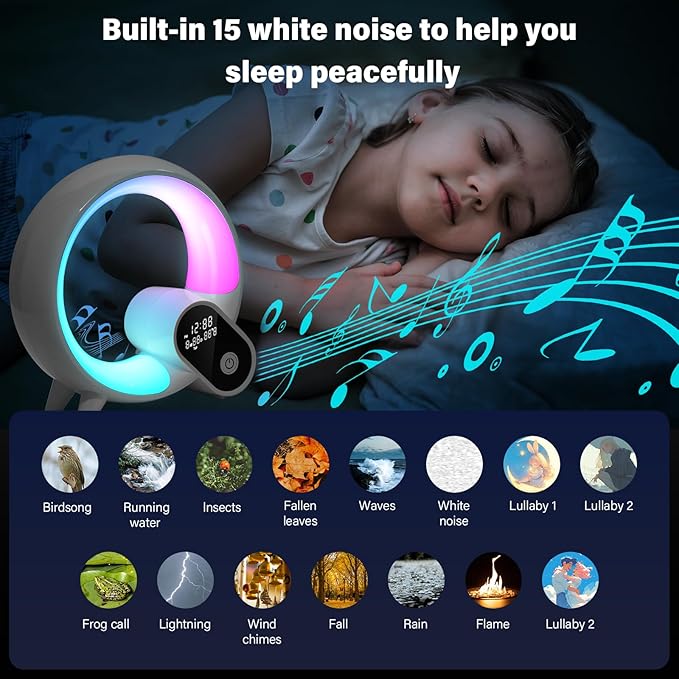 Sunrise Alarm Clock Wake Up Light - Smart Lights Sound Machine with Sunrise Simulation, App Control, Bluetooth Speaker, Music Sleep Atmosphere Lamp for Kids, Heavy Sleepers