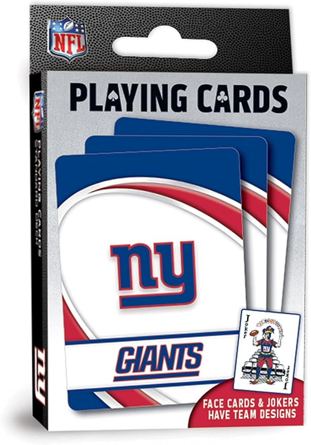 MasterPieces - NFL Playing Cards, Officially Licensed New York Giants Football Deck, Family Games for Adults and Kids, Standard Index