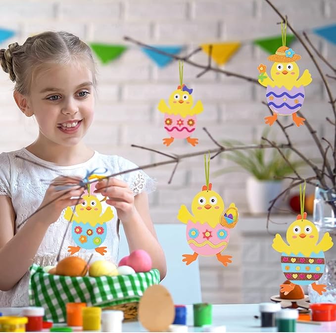 Fennoral 12 Pack Easter Craft for Kids Make You Own Easter Chick Foam Stickers Ornament DIY Easter Arts and Crafts for Preschool Easter Art Project Easter Decoration