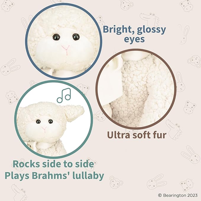 Bearington Baby Blessings Lullaby Musical Lamb White Plush Stuffed Animal, Adorable, Soft and Cuddly, Great Gift for Kids of All Ages, Birthdays, Holidays and Special Occasions Like Easter, 12 inches