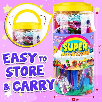 FUNZBO Arts and Crafts School Supplies for Kids - Kindergarten School Supplies Set with Glitter Glue Stick, Glue, Pipe Cleaners Craft and Kids' Scissor, Gifts for Girls and Boys Age 4+ (X-Large)