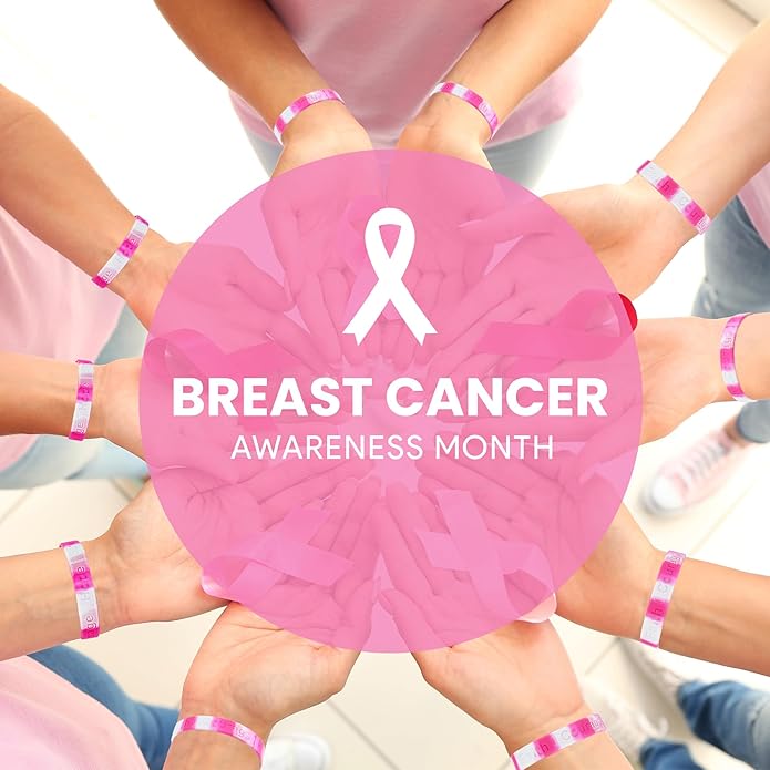 Skeleteen Breast Cancer Awareness Bracelets - Pink Ribbon Camouflage Silicone Rubber Cancer Support Bulk Party Giveaways Favors - Lot of 50