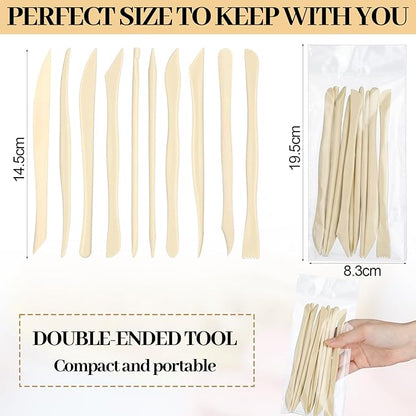 Ferrochef 10 Set 100 Pcs Clay Sculpting Tools 10 Different Shapes Pottery Tools Plastic Clay Carving Cutters Supplies Pottery Trimming Supplies for Carving Ceramics Plastilina Molding DIY Embossing