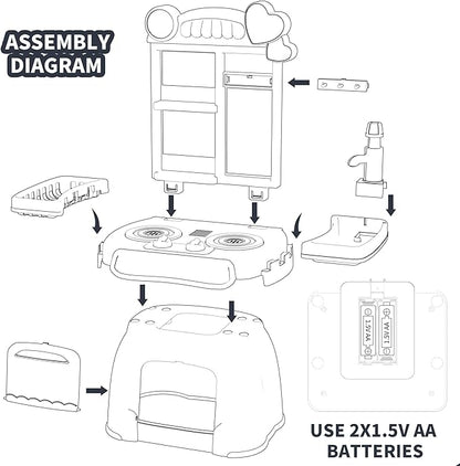 Kitchen Set for Toddler with Sound and Light，Pretend Cooking Food Set,Kids Kitchen Playset，Play Sink with Running Water and Electronic Induction Stove，Kitchen Accessories