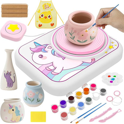LERJIAUS Pottery Wheel for Kids, Arts and Crafts for Kids Ages 8-12 with 3 Pack Air Dry Clay Art Supplies, Crafts Unicorn Toys for 4 5 6 7 8 9 10 11 12+ Girls Gift