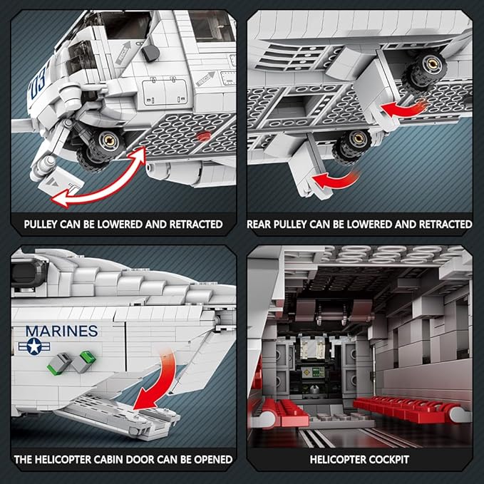 MISINI 33037 CH-53E Super Stallion Transport Helicopter Building Blocks Set, 2192 PCS Airplane Model Building Kits, Educational Toys Gifts for Kid and Adult