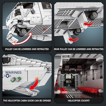 MISINI 33037 CH-53E Super Stallion Transport Helicopter Building Blocks Set, 2192 PCS Airplane Model Building Kits, Educational Toys Gifts for Kid and Adult