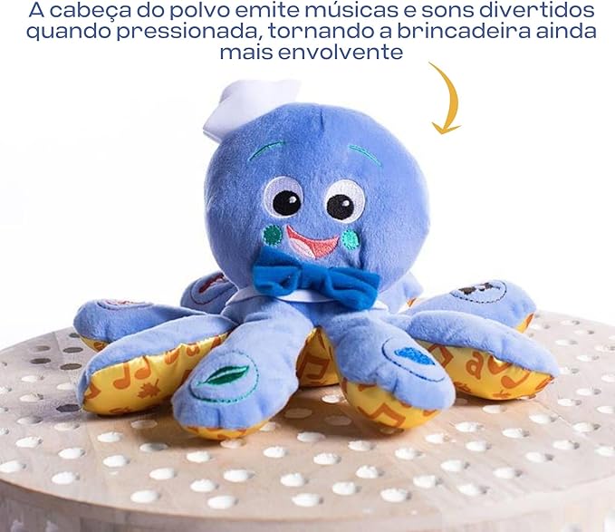 Baby Einstein Octoplush Musical Huggable Stuffed Animal Plush Toy, Learn Colors in 3 Languages, Blue, 11" Age 3 Month and up,