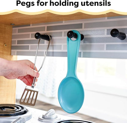 KidKraft Uptown Natural Wooden Play Kitchen with Play Phone, Chalkboard & Towel Rack, Gift for Ages 3+