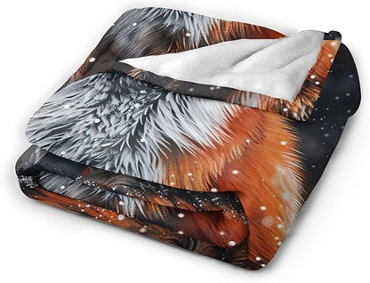 Red Fox Throw Blanket Cute Orange Fox Plush Fleece Soft Cozy Gifts Blanket for Kids Girls Boys Adults Couch Bed Chair Office Dorm Decor 40''X50''