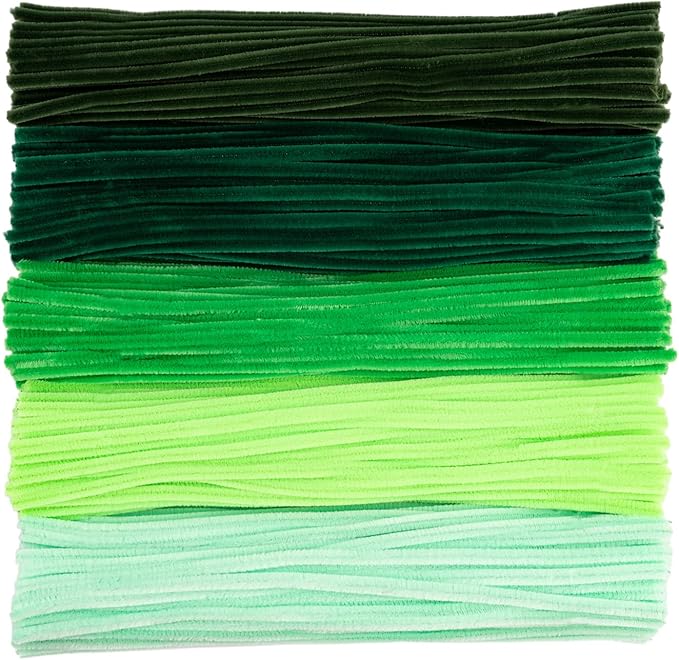 Caydo 500 Pieces Green Pipe Cleaners, Chenille Stems, Pipe Cleaner Crafts for DIY Art and Craft Projects Creative Gift Party Decorations