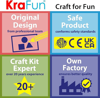 KRAFUN Unicorn Sewing Keyring Kit for Kids Age 7 8 9 10 11 12 Learn Art & Craft, Includes 6 Stuffed Animal Bear, Dog, Rabbit, Raccoon, Owl Dolls, Instruction & Felt Materials
