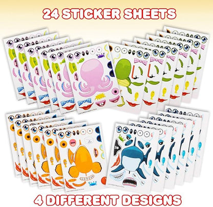 ArtCreativity Make Your Own Sea Life Sticker Assortment, Set of 24 Sheets, Unique Arts ‘n Crafts Activity Supplies Kit for Kids, Sticker Prize, Fun Birthday Party Favor, Goodie Bag Filler