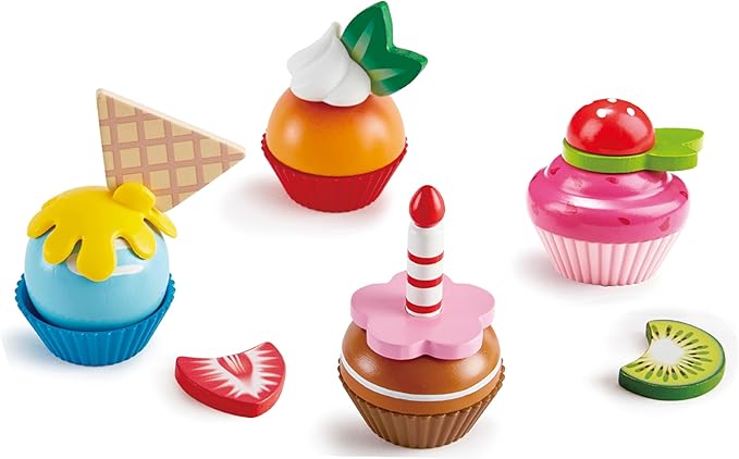 Hape Cupcakes | Colorful Wooden Cupcakes, Children’S Pretend Play Food Kitchen Toy