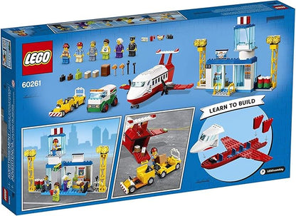 LEGO City Central Airport 60261 Building Toy, with Passenger Charter Plane, Airport Building, Fuel Tanker, Baggage Truck, Cargo and 6 Minifigures, Great Gift for Kids (286 Pieces)