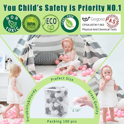 GOGOSO Ball Pit Balls for Toddles, Kids Plastic Balls for BallPit, Pool, Baby Party Accessories, Birthday Decoration 50 100 200 500 1000