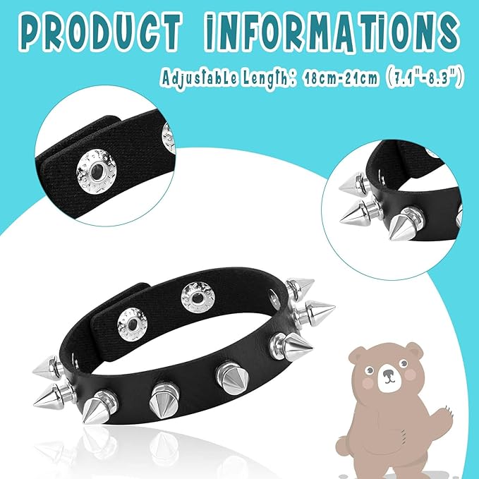 Kavoc 4 Pcs Rock Bear Ears Headband with Bow Tie Microphone Prop Wristband for Halloween Cosplay Dress up