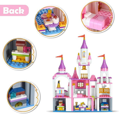 BRICK STORY Dream Girls Princess Castle with Carriage Building Blocks 516 Pieces Pink Castle Toys for Girls 6-12 Years Old Palace Creative STEM Building Toys Gift for Kids Birthday Christmas