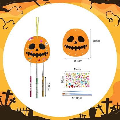 Fennoral 9 Pack Nightmares Before Wind Chime Kit for Kids Make You Own Christmas Wind Chime Hanging Christmas DIY Colorful Wooden Christmas Crafts for Boys Girls Christmas Tree Decoration