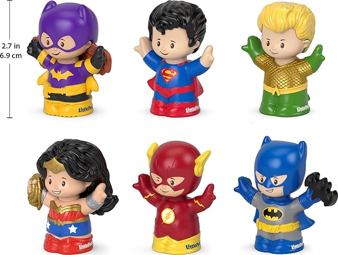 Fisher-Price Little People Toddler Toys DC Super Friends Crime-Fighting Figure Pack Set of 6 Characters for Pretend Play Ages 18+ Months (Amazon Exclusive)
