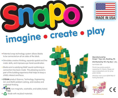 SNAPO Advanced Builder Blocks 7 Years and up - Six-Sided Toddler Building Blocks - Build Planes, Cars and Trains - Unisex Stackable Assembly Blocks for Kids (300pcs)