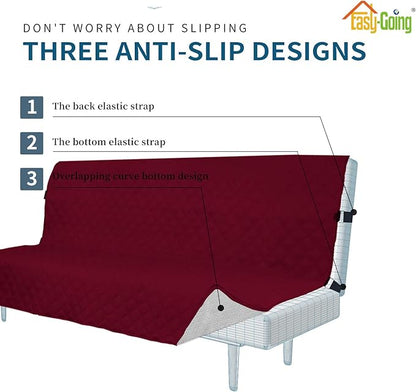 Easy-Going Sofa Slipcover Futon Cover Waterproof Couch Cover Furniture Protector Cover Pets Covers Whole Fabric No Stitching Non-Slip Fabric Pets Kids Children Dog Cat (Futon, Wine)