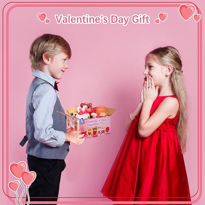 Valentines Day Squishies Toys Slow Rising, Kids Valentines Gifts for School Classroom Exchange Valentines Cards Gifts, Prizes Party Favors for Girls,Boys,Kids Party