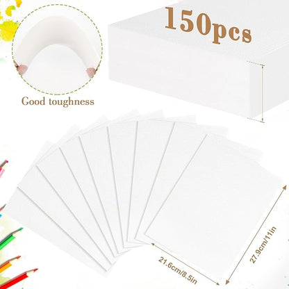 150PCS 8.5x11 Watercolor Paper Bulk, 140lb/300g Cold Press Thick Water Color Paper Pad for Kids Child Adults, White Art Paper for Drawing, Painting, Markers, Gouache, Textured Cotton Paper Sheets