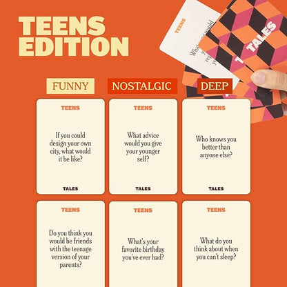 TALES 150 Conversation Cards, Teens Edition, Fun Family Games for Teens, Perfect for Dinners, Road Trips, Classrooms & Game Nights, Gifts & Gatherings, Conversation Starters to Spark Creativity