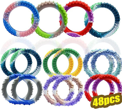 48pcs Random ColorSensory Fidget Toys for Kids Adults ， Stretchy Fidget Bracelet &Texture & Calming Autism Sensory Toys for Special Needs Autistic Children &Calm Down Toy for Toddler Girls Boys