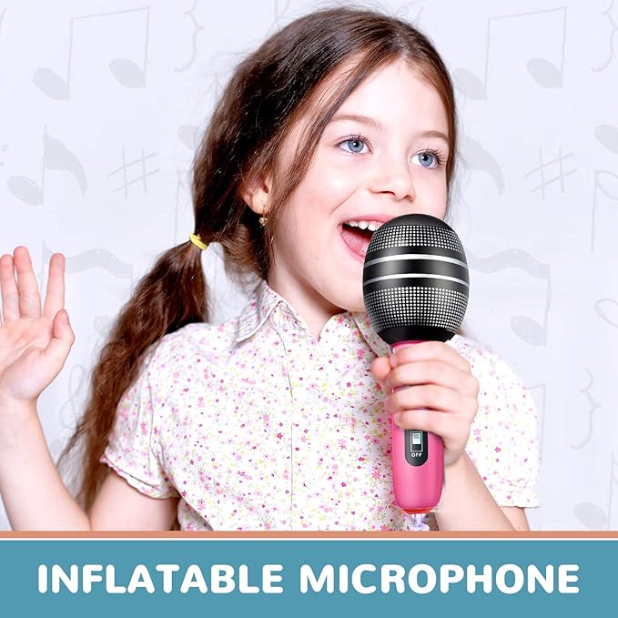 Sumind 30 Pcs Inflatable Microphones 9.4 Inch Blow up Plastic Fake Microphone Props Toys for Karaoke Musical Concert 80s 90s Singer Birthday Party Cosplay Stage Decoration Supplies(Bright Color)