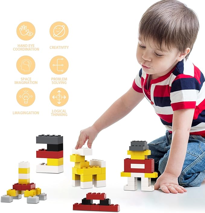 300 Pcs Classic Building Bricks, Red Bulk Bricks,Compatible with Lego and Major Brands Parts and Pieces, Creative Building Block Toys for Boys Girls Ages 6 7 8 9 10 Year Old