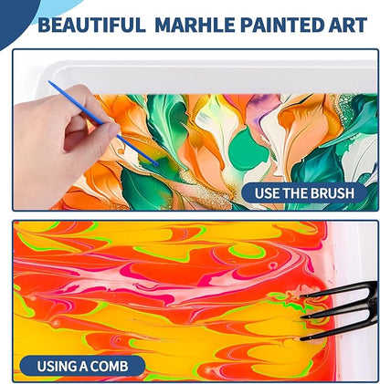 Water Marbling Paint for Kids, Arts and Crafts for Girls Boys, Marbling Paint Art Kit Art Supplies for Kids, Non-Toxic Creative Arts Crafts Kits Ideal Toys Gifts for Kids Toddlers Age 3-5 4-8 8-12