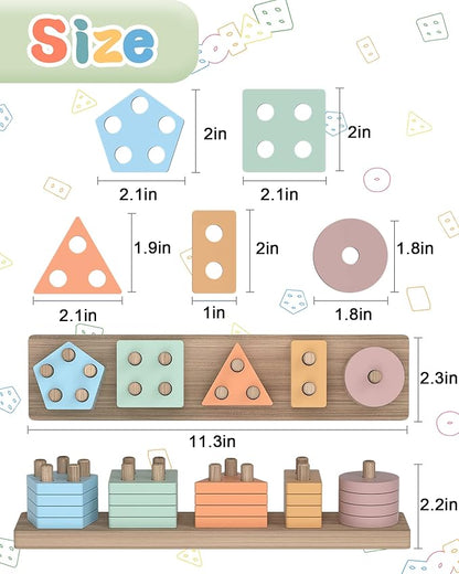 Yetonamr Montessori Toys for 1 2 3 Years Old Boys Girls Birthday Gifts, Wooden Sensory Toys for Ages 2-4 Kids Baby, Toddler Easter Basket Stuffers Learning Toy Activities Puzzles Ages 1-3