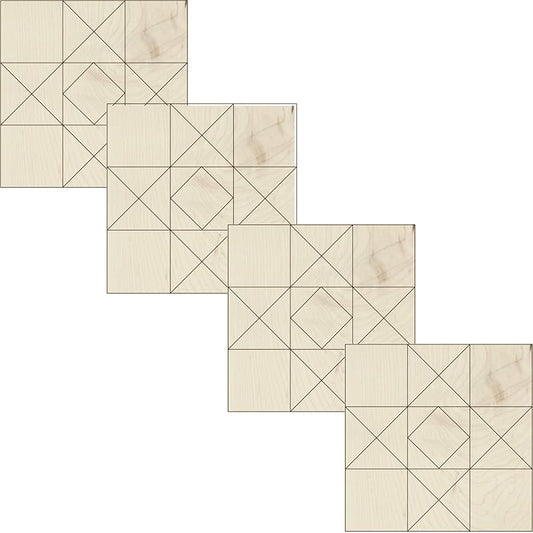 Mini Unfinished Barn Quilt Square Wooden Sign, Country Decor Canvas Quilts Blocks Bulk Set of 4 (3 inches, Hourglass)