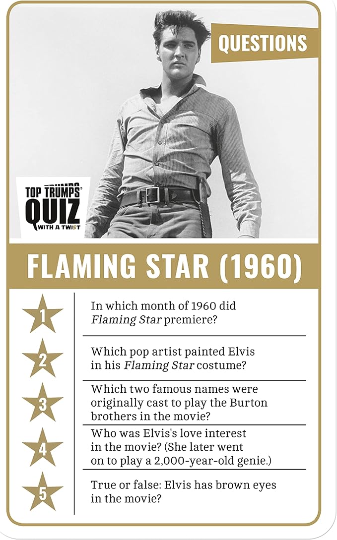 Top Trumps Elvis Presley: Quiz Games - Trivia Quiz - Kids Games - Games for Adults - Great Travel Games and Road Trip Games - Trivia Outdoor Games - Elvis Trivia 2+ Players