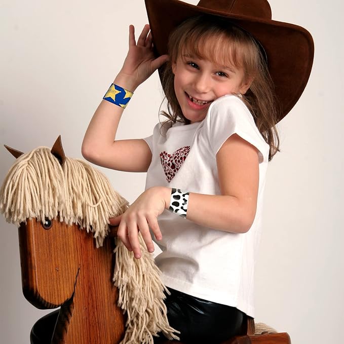 60PCS Western Party Favors Slap Bracelets Cowboy Cowgirl Bracelets Horse Wristbands for Western Themed Party Baby Shower Kids Birthday Party Supplies Decorations