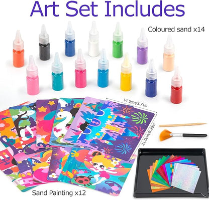 2 in 1 Foil Fun & Sand Art Kits for Kids, Princesses Crafts, No Mess DIY Creative Activity for Girls and Boys Ages 4-8, Learning Toy
