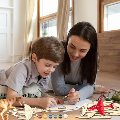 Fennoral 14 Pack Wooden Dragon Craft for Kids Make Your Own 3D Dragon kit for Boys Girls DIY Paint Wood Craft for School Art Activity Kids Birthday Gifts