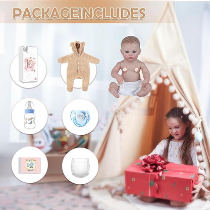 Reborn Baby Dolls - 18 Inch Realistic Baby Doll Lifelike Full Baby Boy Real Life Baby Doll with Soft Vinyl Body can Swimming with Accessories Gifts for Kids 3+