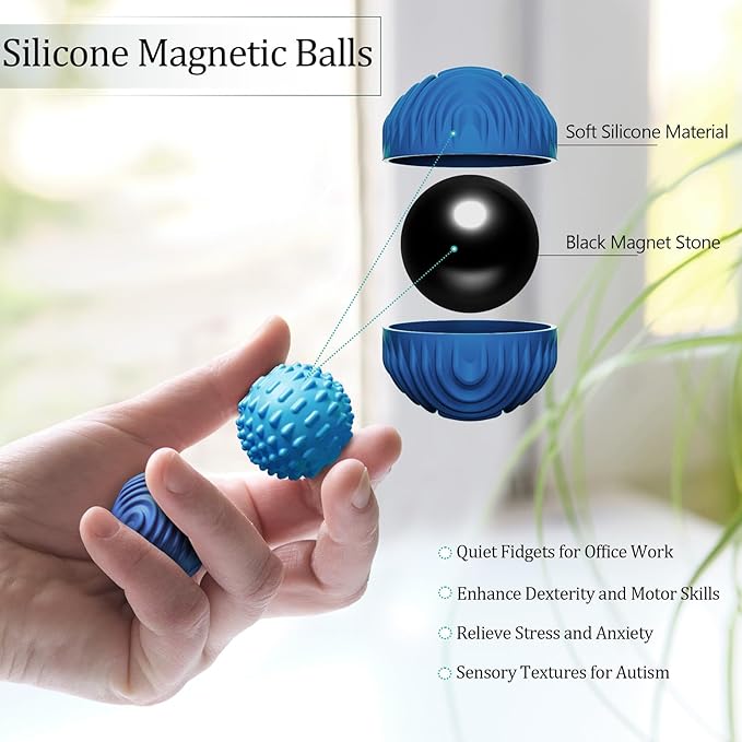 luckdoor Silicone Magnetic Balls Fidget Toys for Adults & Teens,8PCS Stress Relief Sensory Toys for Autism ADHD Anxiety,Fun Textures Gadgets,Office Desk Toy,Stocking Stuffers for Men Women Teen Gifts