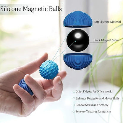 luckdoor Silicone Magnetic Balls Fidget Toys for Adults & Teens,4PCS Stress Relief Sensory Toys for Autism ADHD Anxiety,Fun Textures Gadgets,Office Desk Toy,Stocking Stuffers for Men Women Teen Gifts