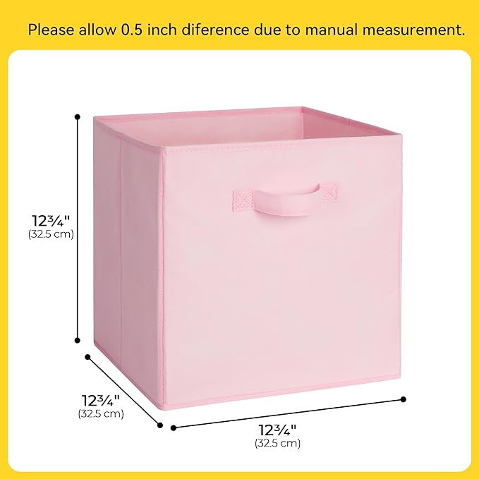 Cupic Cupid 13 Inch Storage Cube, Fabric Cube Storage Bin with Handles, Storage Cube Organizer for Clothes and Toys, Collapsible Cube Bins for Closet, Shelves, Nursery, 6-Pack, Pink Gradient