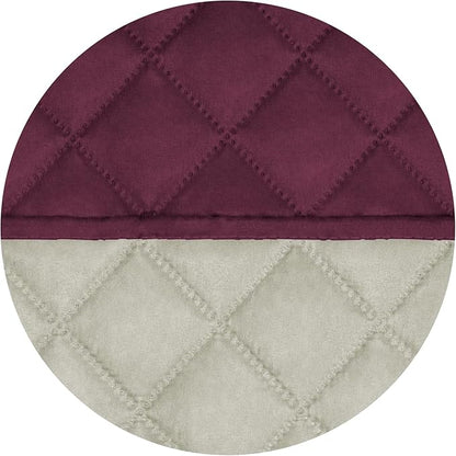 PureFit Reversible Quilted Sofa Cover, Water Resistant Slipcover Furniture Protector, Washable Couch Cover with Non Slip and Elastic Straps for Kids, Dogs, Pets (Oversized Loveseat, Wine/Beige)