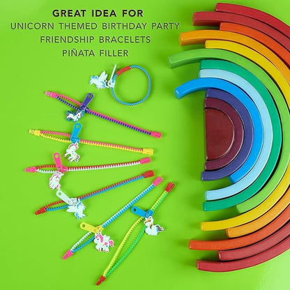 UpBrands Unicorn Valentine Gifts For Kids Zipper Bracelets Bulk Set, Kit for Unicorn Birthday Party, Goodie Bags & Stuffers, Perfect Friendship Fidget Toys
