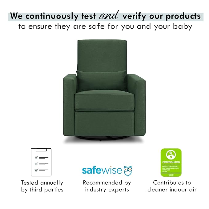 DaVinci Piper Upholstered Recliner and Swivel Glider in Pine Green, Greenguard Gold & CertiPUR-US Certified