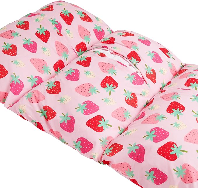 Wildkin Kids Floor Lounger: Ideal for Boys and Girls, Travel-Friendly, Perfect for Sleepovers - Pillow Lounger for Kids, Requires Standard Size Pillows Not Include (Strawberry Patch)